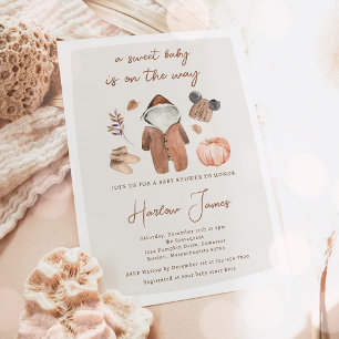 Boho Pumpkin Gender Neutral Autumn Baby Shower Inbjudningar