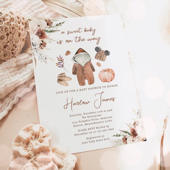Boho Pumpkin Gender Neutral Autumn Baby Shower Inbjudningar (Skapare uppladdad)