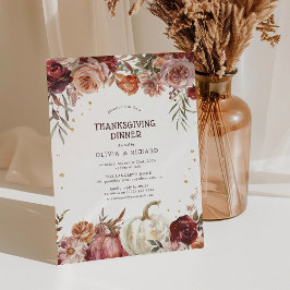 Boho Pumpkin Höst Blomning Thanksgiving Middag Inbjudningar