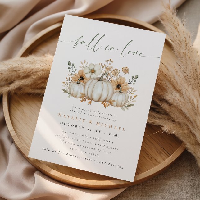 Boho Pumpkin Höst Förälskelse Bröllopsjubileum Inbjudningar (Skapare uppladdad)