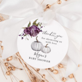 Boho Pumpkin Lila Blommigt Baby Shower Gåvor Etiketter