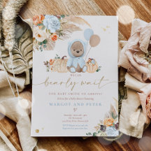 Boho Pumpkin Nalle Blue Boy Baby Shower