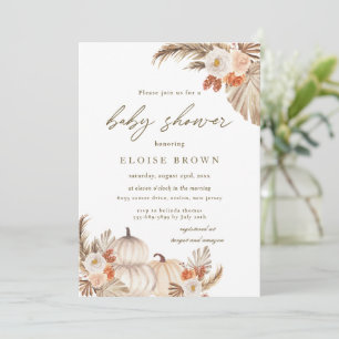 Boho Pumpkin Pampas Grass Autumn Shower Inbjudningar