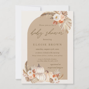 Boho Pumpkin Pampas Grass Blommigt Arch Baby Showe Inbjudningar