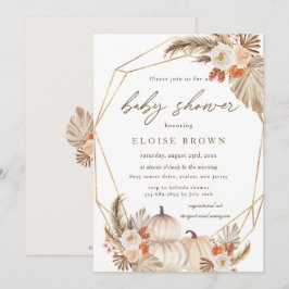 Boho Pumpkin Pampas Grass Blommigt Baby Shower Inv Inbjudningar