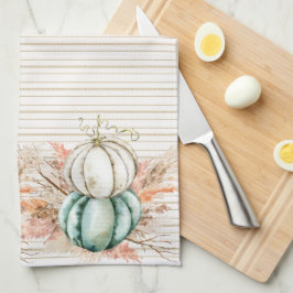 Boho Pumpkin Pampas Grass Fransk Land Rand Kökshandduk