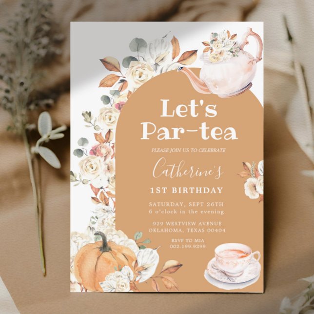 Boho Pumpkin Par-tea Birthday Tea Party Girl Inbjudningar (Skapare uppladdad)