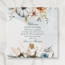 Boho Pumpkins och Fall Wildblommor Bröllop Gåvor Etiketter