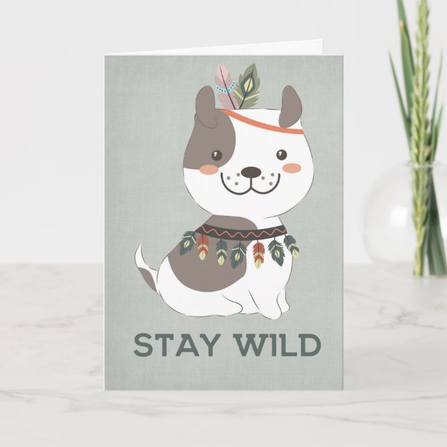 Boho Puppy Hund - Behåll Vildens hälsningskort Kort (Framsida)