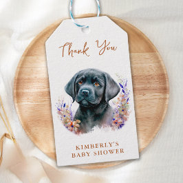 Boho Puppy Hund Terracotta Baby Shower Tack Presentetikett