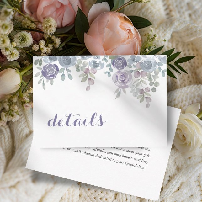 Boho Purple Floral QR Code Wedding Details Tilläggskort (Skapare uppladdad)