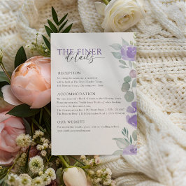 Boho Purple Floral Wedding Details Tilläggskort