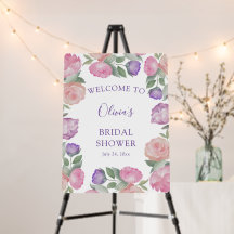 Boho Purple & Pink Floral Bridal Shower Welcome