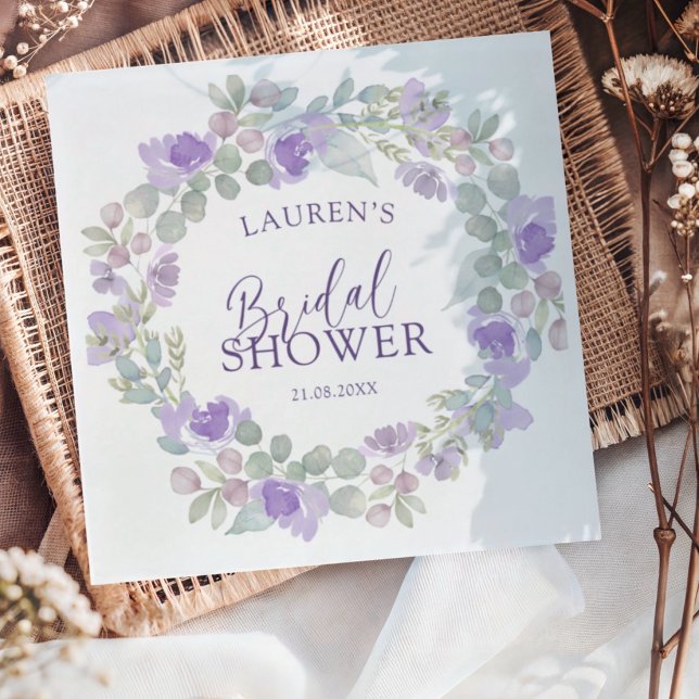 Boho Purple & Sage Floral Bridal Shower Pappersservett (Skapare uppladdad)