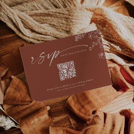 Boho Qr Code Terracotta Burnt Orange Wedding OSA Kort