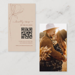 Boho QR-kod: Minimalistisk OSA Bröllop webbplats Tilläggskort