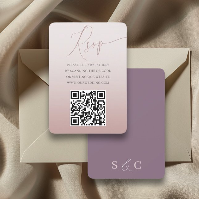 Boho QR-kod Rose Gold Enkel RSVP Bröllop OSA Kort (Skapare uppladdad)