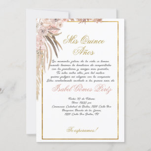 Boho Quinceanera-inbjudan Inbjudningar