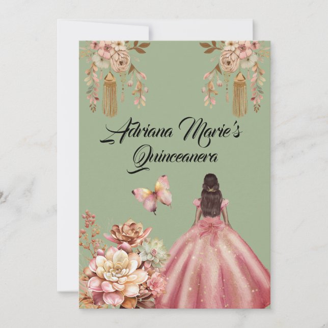 Boho Quinceanera Inbjudningar (Framsida)