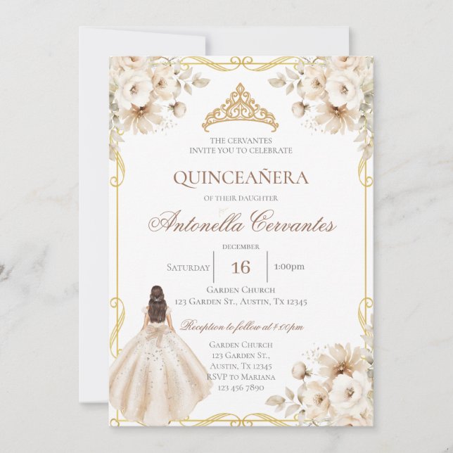 Boho Quinceanera Invitation Inbjudningar (Framsida)