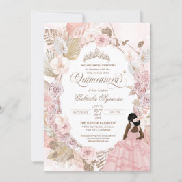 Boho Quinceanera Rosa ros Torkad Blommigt Orchid I Inbjudningar