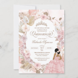 Boho Quinceanera  Rosa Torkad Blommigt Inbjudningar