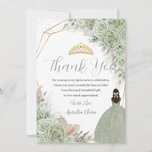 Boho Quinceanera Sage Grönt Blommigt Pampas Grass Tack Kort