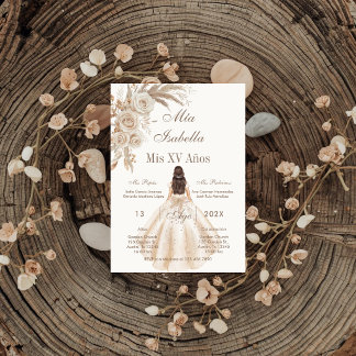 Boho Quinceanera spansk Inbjudningar