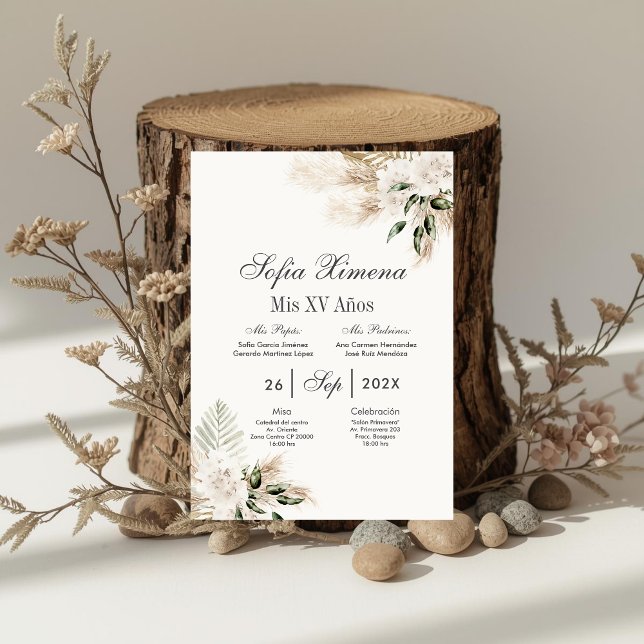 Boho Quinceanera Spanska Inbjudningar (Skapare uppladdad)