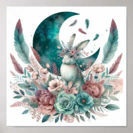 Boho Rabbit Baby Room Art Decor Poster