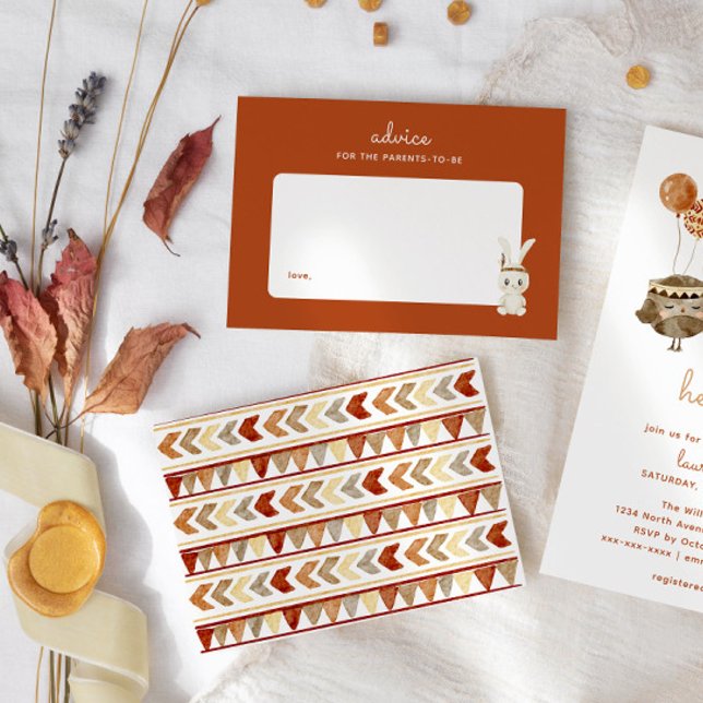 Boho Rabbit Navajo Baby Shower Föräldrarråd Anteckningskort (bohemian baby shower navajo pattern for a parent advice card)