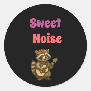 Boho Raccoon Music Älskare Sweet Noise Blommigt Runt Klistermärke