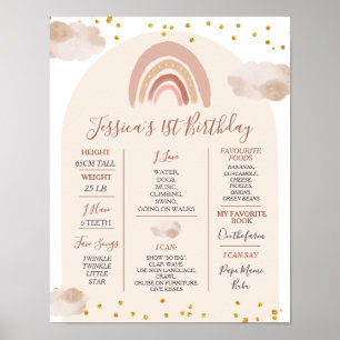 Boho Rainbow, 1:a året Birthday Milestone Poster