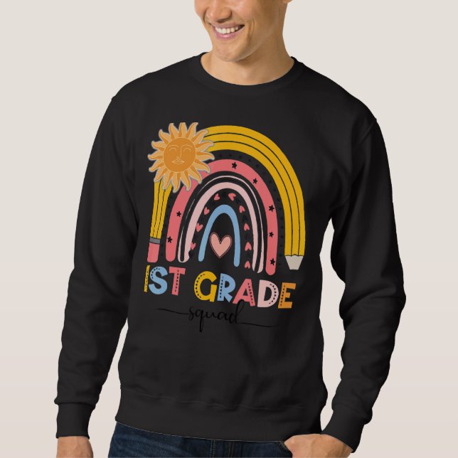 Boho Rainbow 1:a Klass Squad Lärare första dagen Lång Ärmad Tröja (Framsida)