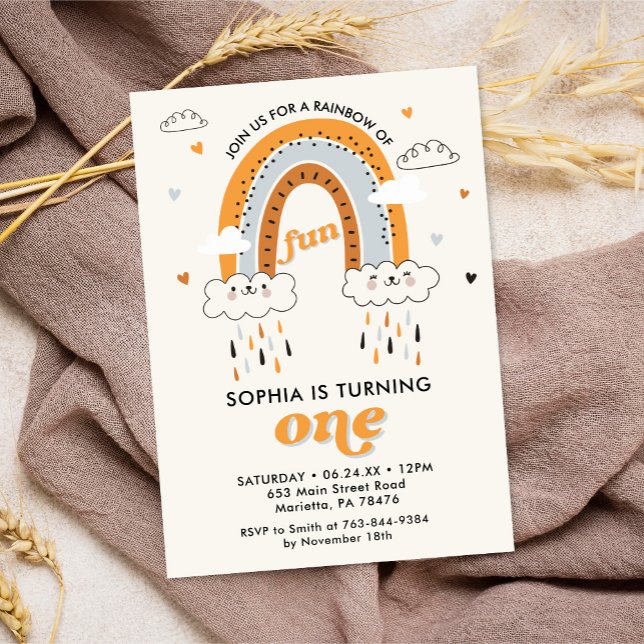 Boho Rainbow 1st Birthday Inbjudningar (Skapare uppladdad)