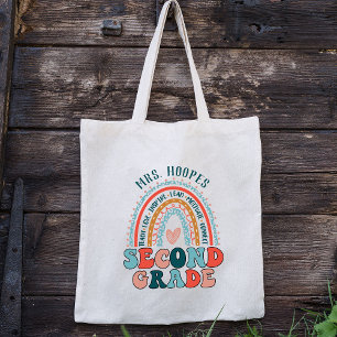 Boho Rainbow 2nd Klass Tribe Teacher Squad Anpassn Tygkasse