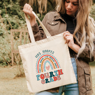 Boho Rainbow 4th Klass Tribe Teacher Squad Anpassn Tygkasse