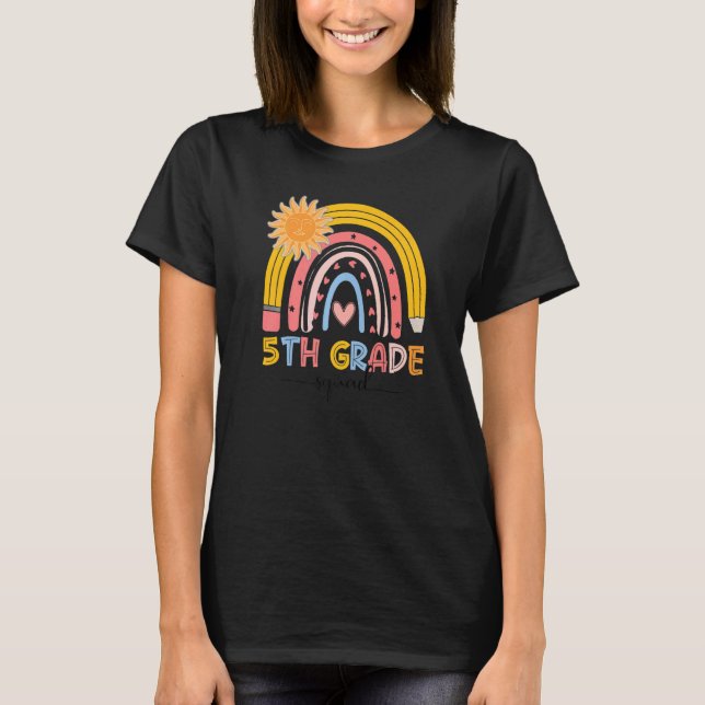 Boho Rainbow 5:e Klass Squad Lärare första dagen T Shirt (Framsida)