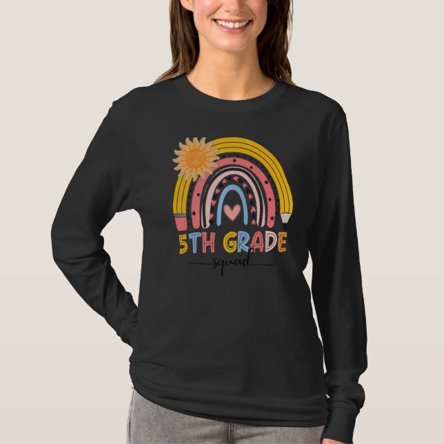Boho Rainbow 5:e Klass Squad Lärare första dagen T Shirt (Framsida)