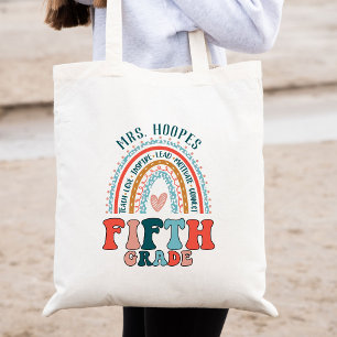 Boho Rainbow 5th Klass Tribe Teacher Squad Anpassn Tygkasse