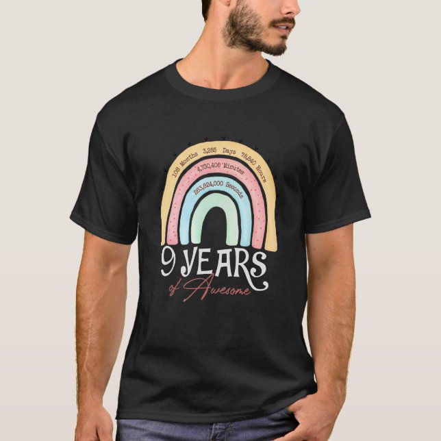 Boho Rainbow 9:e födelsedagen 9 år sedan Fantastis T Shirt (Framsida)