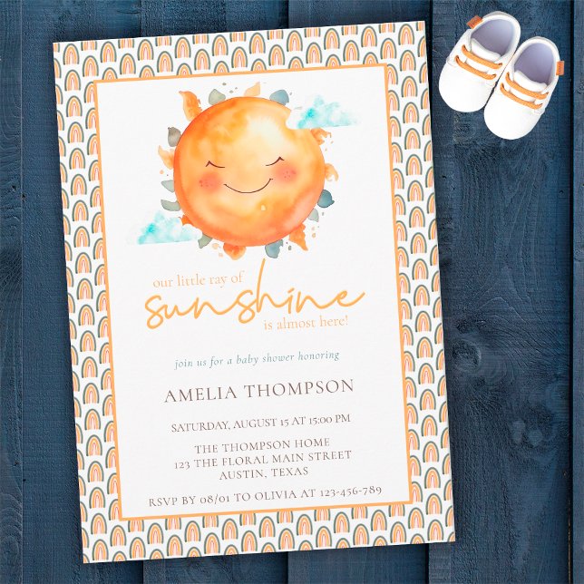 Boho Rainbow a Little Ray of Sunshine Baby Shower Inbjudningar (Skapare uppladdad)
