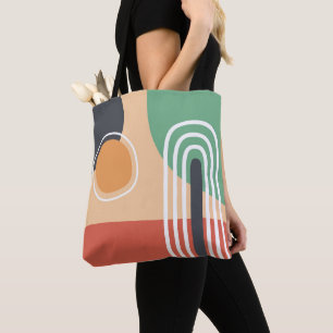 Boho rainbow abstrakt line art retro färg tygkasse