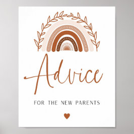 Boho Rainbow Advice och Önskemål Baby dusch Sign Poster