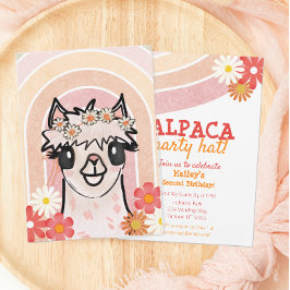Boho Rainbow Alpaca Birthday Inbjudningar
