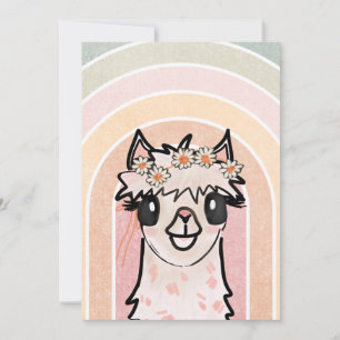 Boho Rainbow Alpaca Fiesta Birthday Inbjudningar