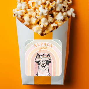 Boho Rainbow Alpaca Food Fyrkantigt Klistermärke