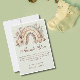 Boho Rainbow and Flowers Baby Shower Tack Kort
