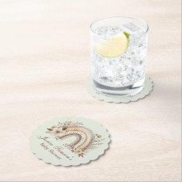 Boho Rainbow and Flowers Baby Shower Underlägg Papper