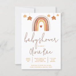 Boho Rainbow and Stars Gender Neutral Baby Shower Inbjudningar